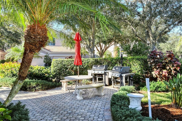 view of patio with area for grilling