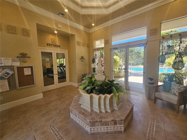 interior space with french doors and a wealth of natural light