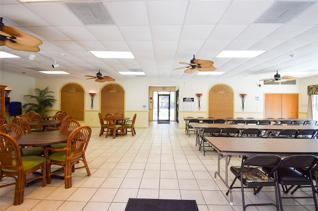 625 30th Ave W Unit G210, Bradenton, FL 34205 - dining area with a ceiling fan and light tile patterned floors