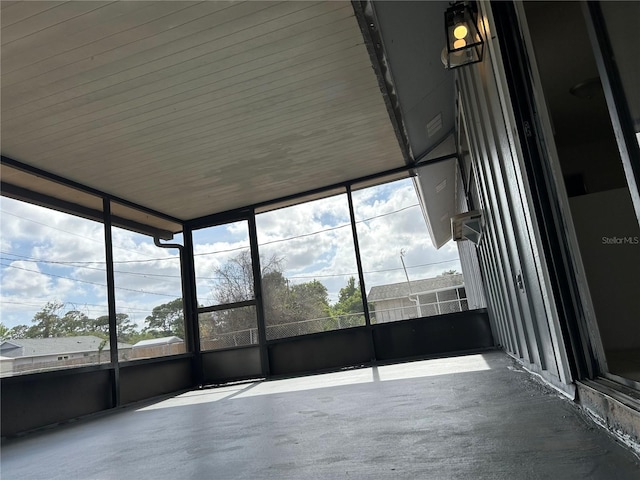view of unfurnished sunroom