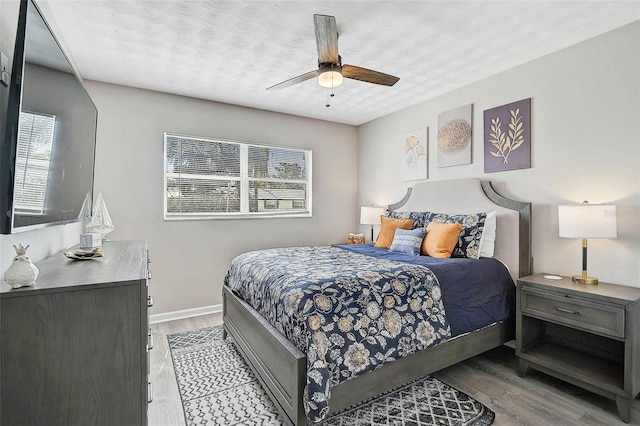 1112 65th St NW, Bradenton, FL 34209 - bedroom with baseboards, a ceiling fan, light wood-style flooring, and multiple windows