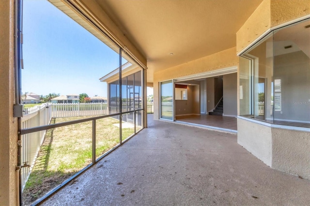 view of unfurnished sunroom