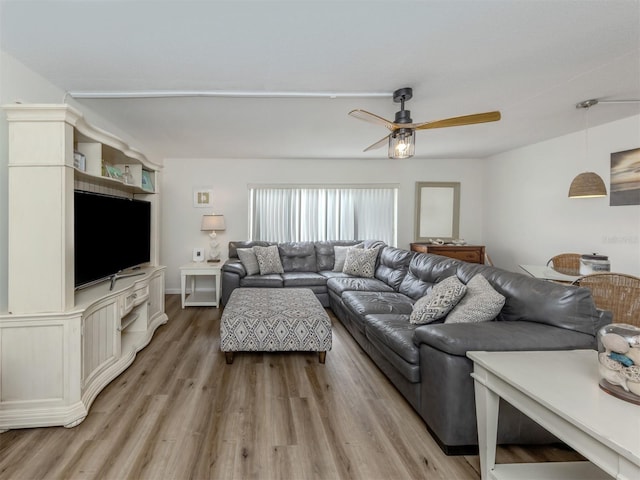 340 Base Ave E Unit 314, Venice, FL 34285 - living room featuring light wood-style floors and ceiling fan