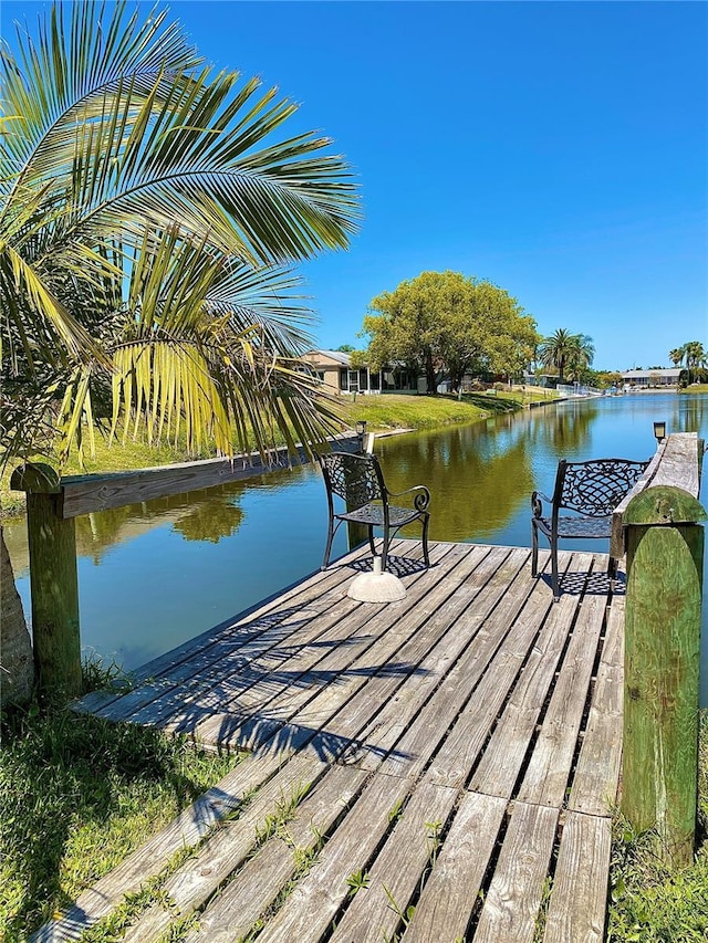 dock area featuring a water view