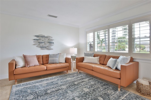 10108 Kingfisher Rd E, Bradenton, FL 34209 - living room featuring ornamental molding and baseboards