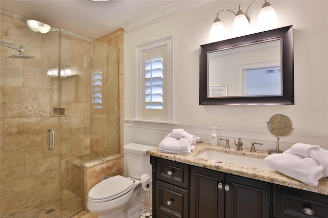 10108 Kingfisher Rd E, Bradenton, FL 34209 - bathroom featuring vanity, toilet, and a shower stall
