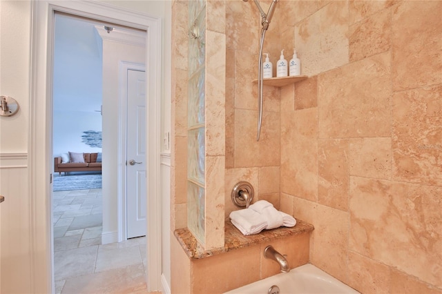 10108 Kingfisher Rd E, Bradenton, FL 34209 - full bathroom with  shower combination and stone tile floors