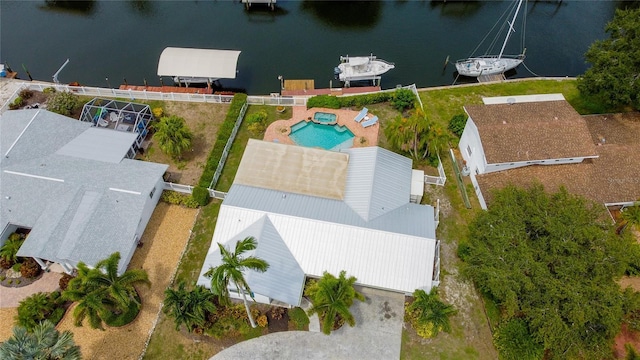 10108 Kingfisher Rd E, Bradenton, FL 34209 - view from above of property with a pool and a large body of water