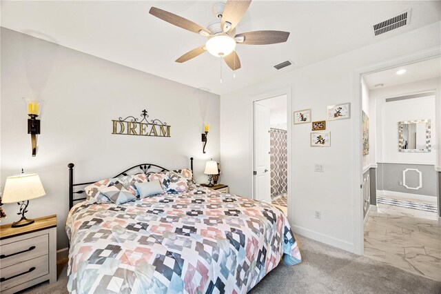 10819 Wicker Park Pl, Palmetto, FL 34221 - bedroom with visible vents, marble finish floor, baseboards, and a ceiling fan