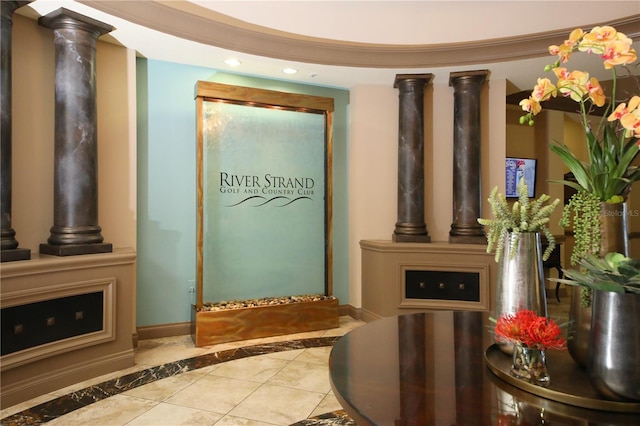 interior space with decorative columns
