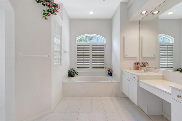 4730 Old Farm Rd, Sarasota, FL 34233 - bathroom featuring tile patterned floors, plenty of natural light, a bath, and vanity
