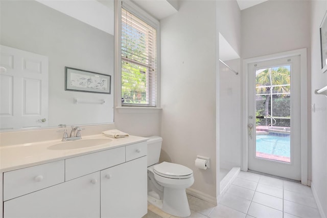 4730 Old Farm Rd, Sarasota, FL 34233 - full bathroom featuring toilet, tile patterned floors, walk in shower, and a wealth of natural light