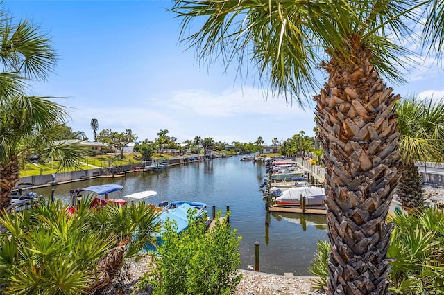 dock area featuring a water view