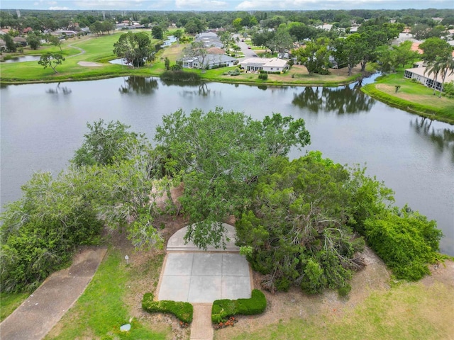 aerial view with a water view and a residential view
