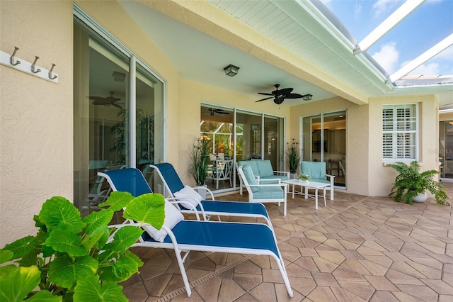 view of patio with ceiling fan
