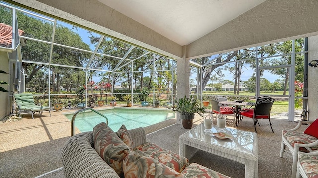 3984 Lyndhurst Ct, Sarasota, FL 34235 - pool with glass enclosure and a patio area