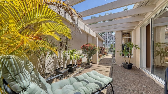 3984 Lyndhurst Ct, Sarasota, FL 34235 - view of patio / terrace featuring a pergola