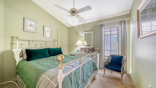 3984 Lyndhurst Ct, Sarasota, FL 34235 - bedroom with carpet floors, a ceiling fan, baseboards, and lofted ceiling