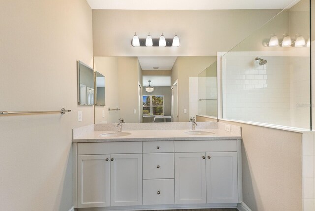 4815 Deep Creek Ter, Parrish, FL 34219 - bathroom featuring double vanity and a walk in shower