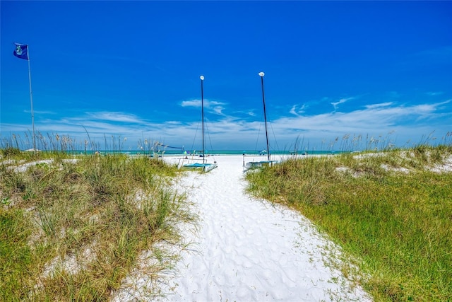 property view of water with a beach view