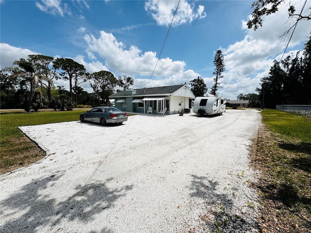 view of front of home with a front yard