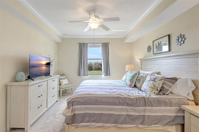 17118 Vardon Ter Unit 304, Bradenton, FL 34211 - bedroom with ornamental molding, light colored carpet, and ceiling fan