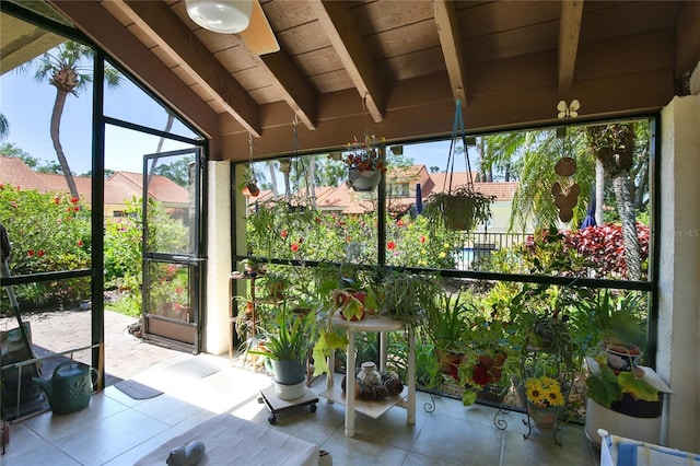 5362 Huntingwood Ct Unit 16, Sarasota, FL 34235 - sunroom / solarium with plenty of natural light and beam ceiling