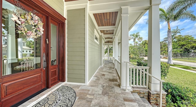 entrance to property with covered porch