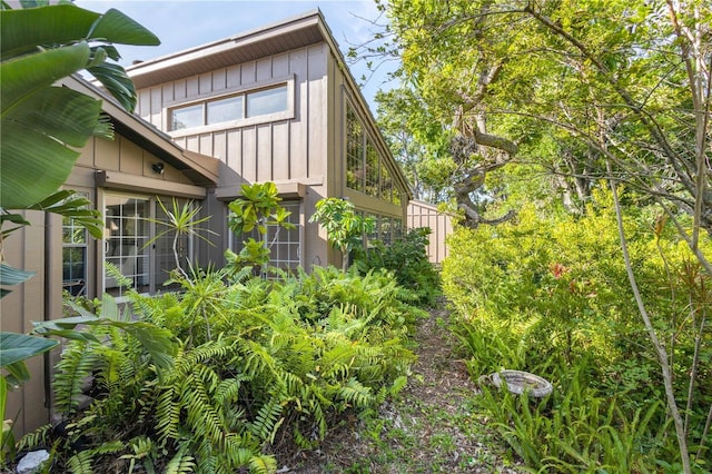 view of property exterior featuring board and batten siding