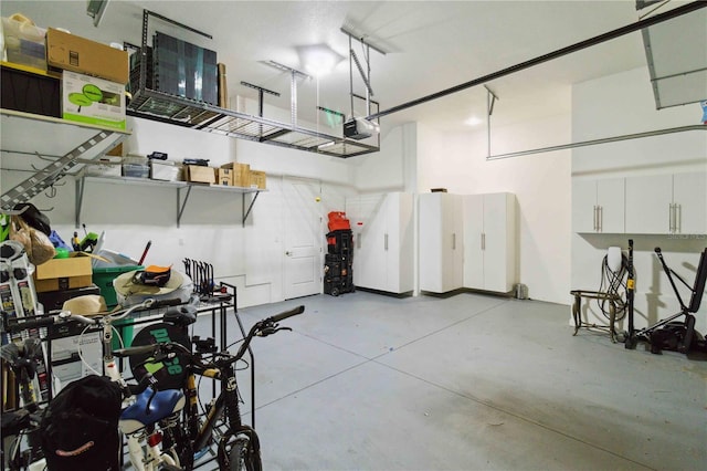 garage with a garage door opener