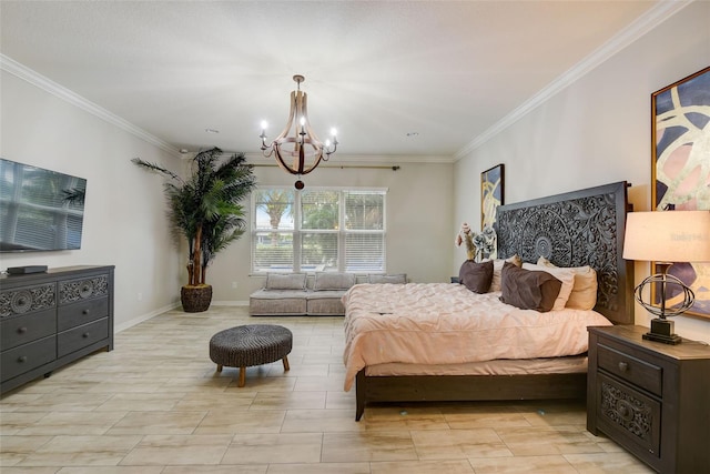 6001 Anise Dr, Sarasota, FL 34238 - bedroom featuring an inviting chandelier and ornamental molding