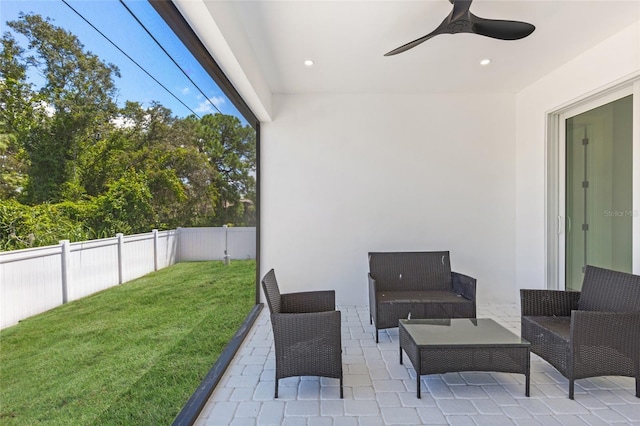 532 Yale Rd, Venice, FL 34293 - view of patio / terrace with a fenced backyard and ceiling fan