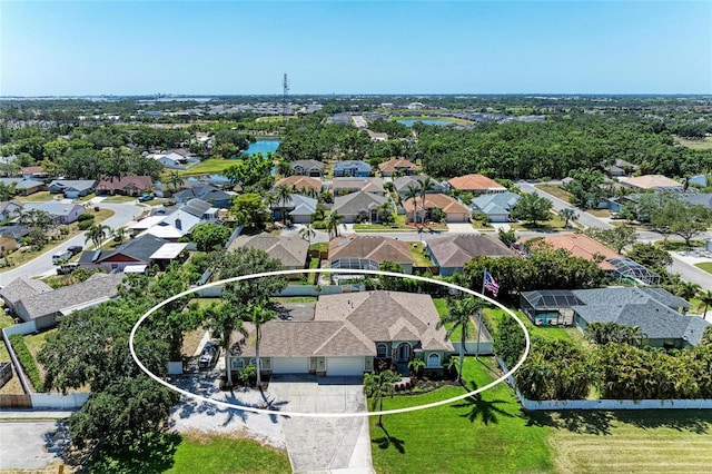 bird's eye view with a residential view
