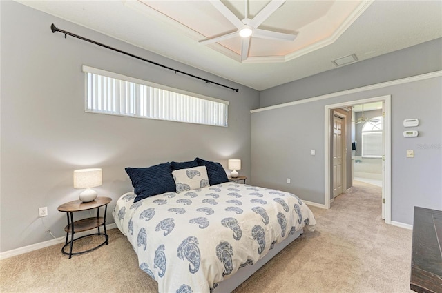 bedroom featuring carpet floors, baseboards, and visible vents