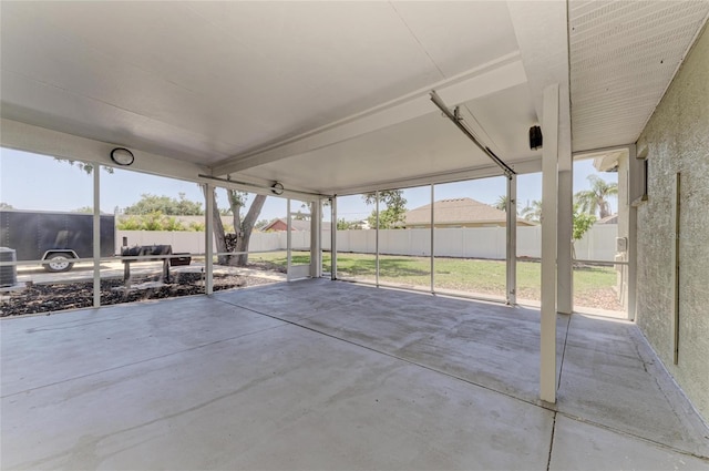 view of patio featuring central AC unit and a fenced backyard