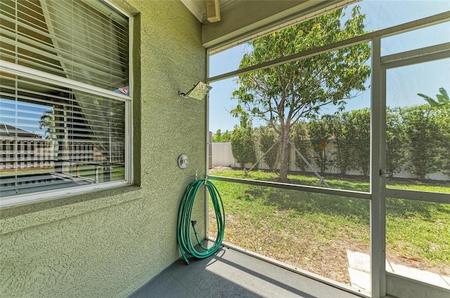 view of unfurnished sunroom