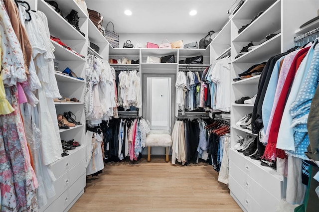 spacious closet featuring light wood-style floors