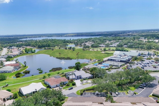 bird's eye view with a water view and a residential view