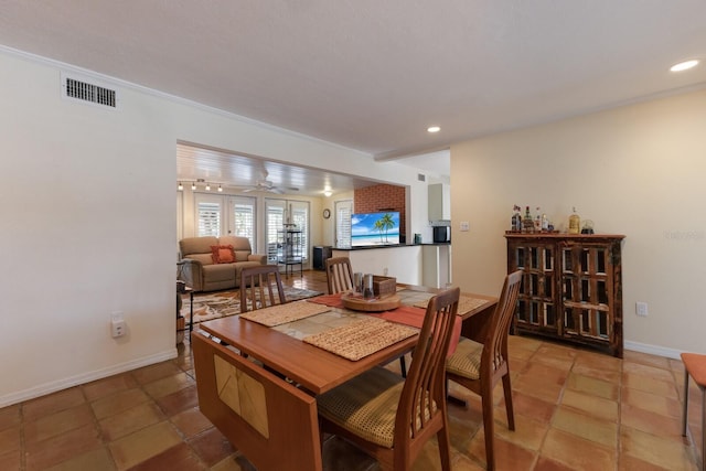 2723 59th St, Sarasota, FL 34243 - dining space featuring visible vents, recessed lighting, and baseboards