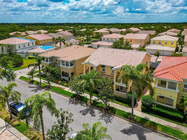 birds eye view of property with a residential view