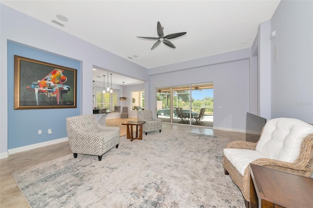7624 Boltons Ct, Bradenton, FL 34201 - sitting room featuring ceiling fan and baseboards