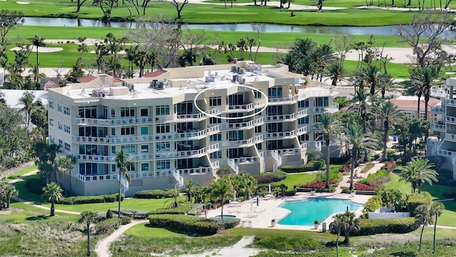 2185 Gulf Of Mexico Dr Unit 243, Longboat Key, FL 34228 - aerial view of apartment complex, a large body of water, a golf club, and a pool