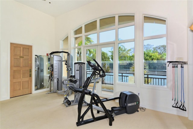 2185 Gulf Of Mexico Dr Unit 243, Longboat Key, FL 34228 - workout room featuring carpet and baseboards