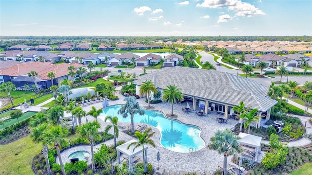 6203 Grandview Hill Ct, Bradenton, FL 34203 - aerial view of residential area featuring a pool area