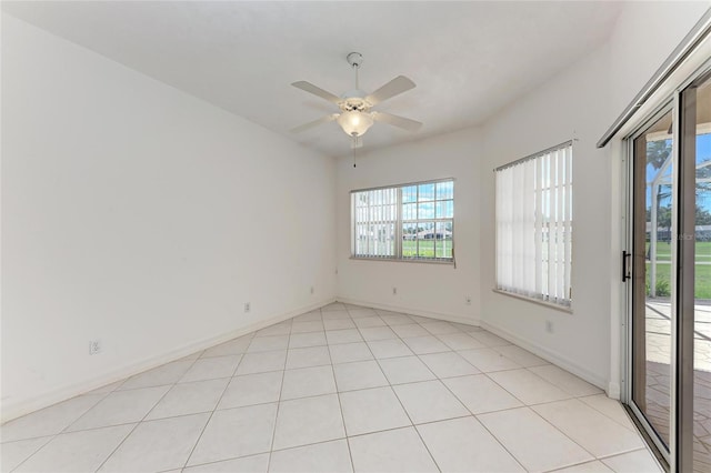 585 Khyber Ln, Venice, FL 34293 - unfurnished room featuring ceiling fan, baseboards, and light tile patterned flooring