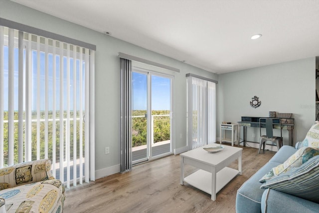 4717 Lemon Bay Dr, Venice, FL 34293 - living room with baseboards, recessed lighting, and wood finished floors