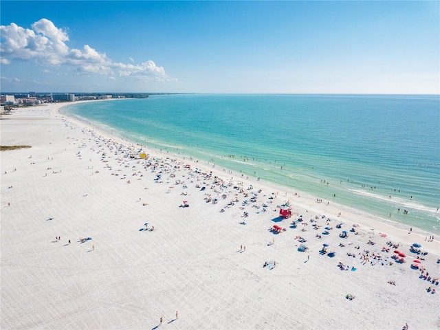 property view of water with a beach view