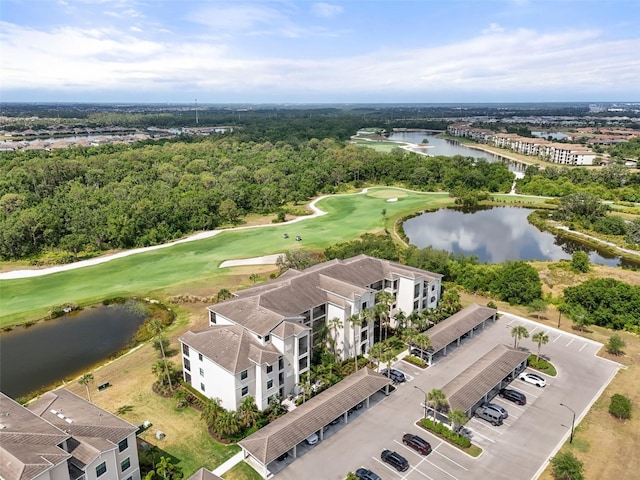 bird's eye view of a large body of water and a golf club