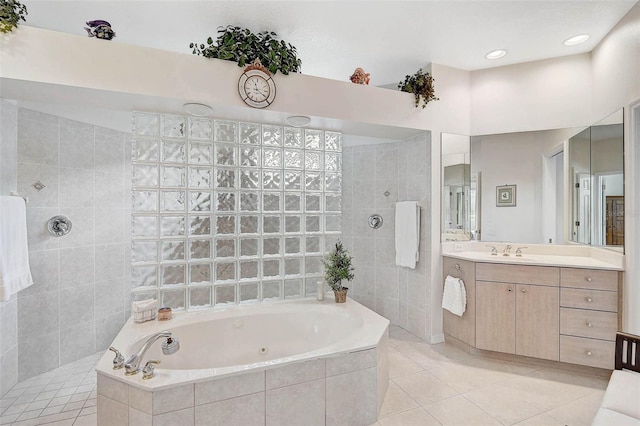 2111 Muskogee Trl, Nokomis, FL 34275 - full bath with a walk in shower, tile patterned flooring, and a whirlpool tub