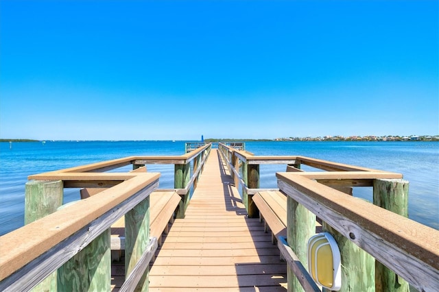 view of dock featuring a water view